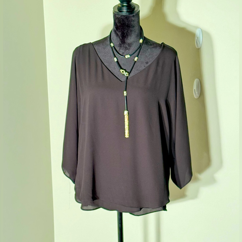 WHBM black blouse size L. Like new